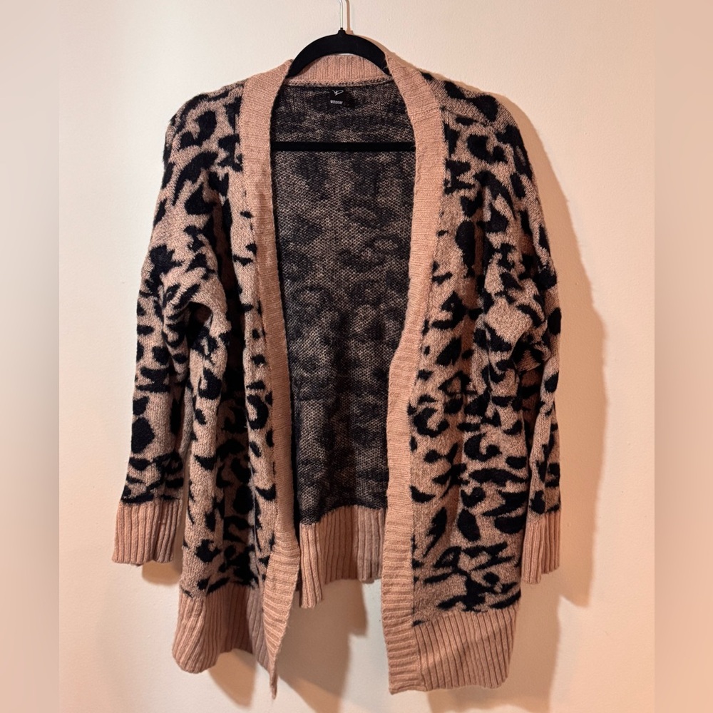 Leopard Print Open Front Cardigan